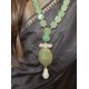Jade licht smaragd stenen - schelp parels - groene jade ketting 