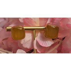 Jade stenen oorknopjes - geel