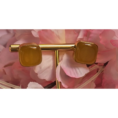 Jade stenen oorknopjes - geel