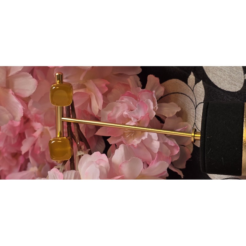 Jade stenen oorknopjes - geel