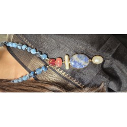 Onyx jade - schelp parels - blauwe lapis steen aggaat