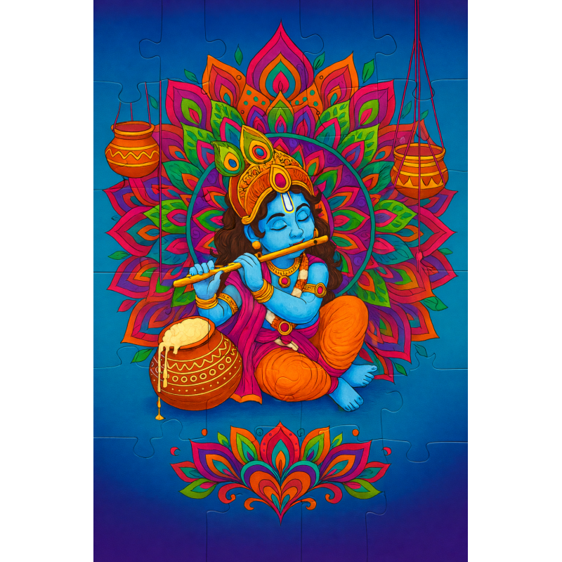 Puzzel (96 pcs) Krishna Mandala – Spiritueel & Kleurrijk Design